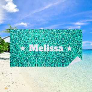 Toalha De Praia Vintage Minimalista do Teal Feminina