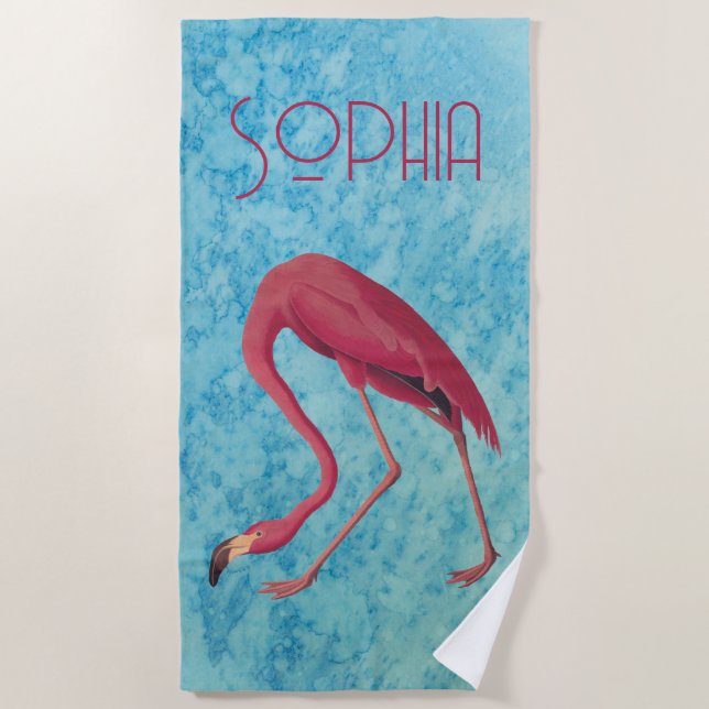 Toalha De Praia Vintage Pink Flamingo (Frente)