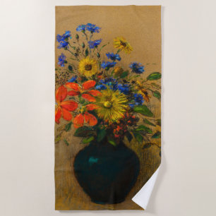 Toalha De Praia Vintage pintando flores silvestres
