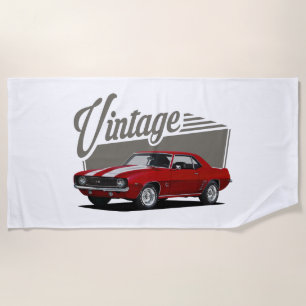 Toalha De Praia Vintage Red Camaro