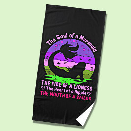 Toalha De Praia Vintage Retro Sunset Soul of a Sereia