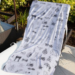 Toalha De Praia Vintage Science Illustrations Black White Standard<br><div class="desc">Diagrama preto-e-branco e padrão de impressão em blueprint. Os temas da imagem incluem ciência, matemática, edifícios e monumentos, astronomia e manufatura. Há um modelo antigo de carro, um diagrama antigo do eclipse, e muito mais. Faz excelente aniversário, Natal ou outro presente de Natal, especialmente para aqueles que amam a ciência...</div>