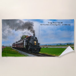 Toalha De Praia Vintage Steam Train 89 - Add Name Text ou Delete