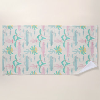 Toalha De Praia Vintage Summer day under palms with nostalgic cars