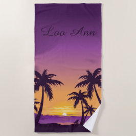 Toalha De Praia Vintage Tropical Beach Summer Sunset Palm