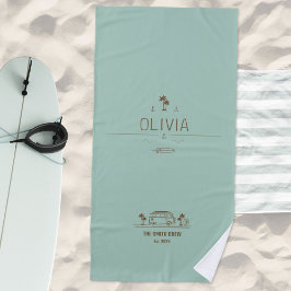 Toalha De Praia Vintage Van Life Sage Calm Coastal