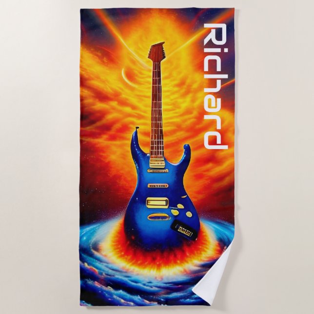 Toalha De Praia Violão Elétrico Flaming (Frente)