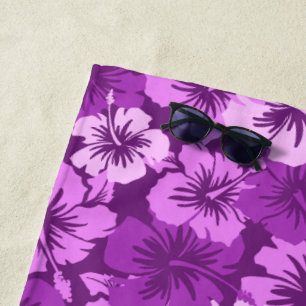 Toalha De Praia Violeta floral havaiana do hibiscus épico Aloha -