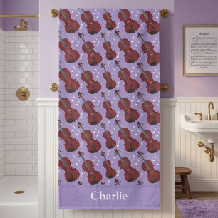 Toalha De Praia Violino Roxo Personalizado