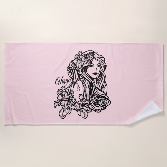 Toalha De Praia Virgo A Virgem Zodiac Rosa (Frente)