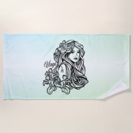 Toalha De Praia Virgo The Virgin Zodiac Green