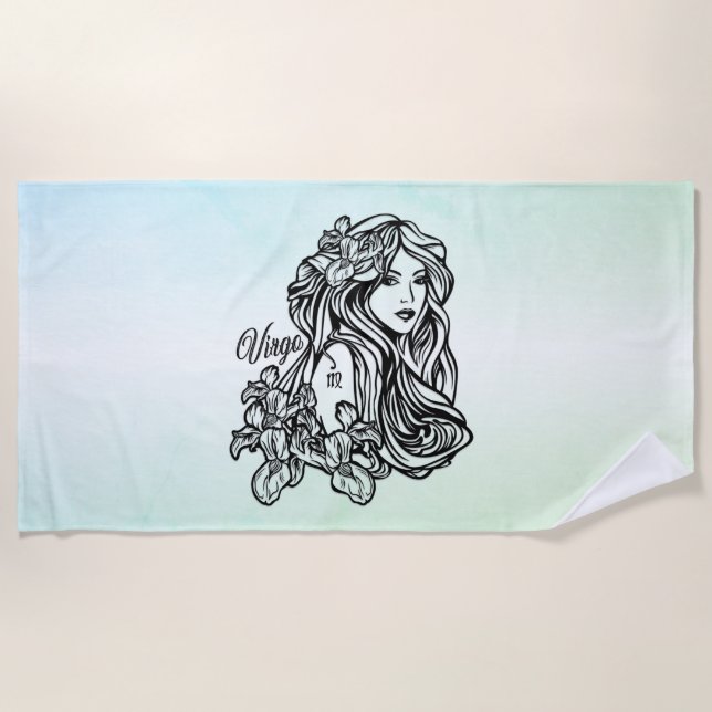 Toalha De Praia Virgo The Virgin Zodiac Green (Frente)