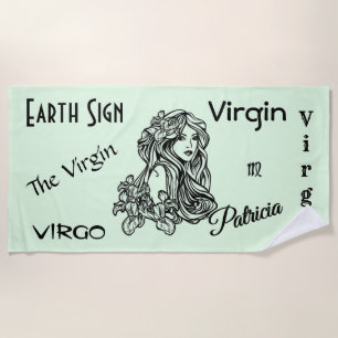 Toalha De Praia Virgo The Virgin Zodiac Green