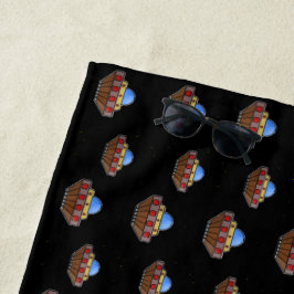 Toalha De Praia Voando ufo no espaço preto