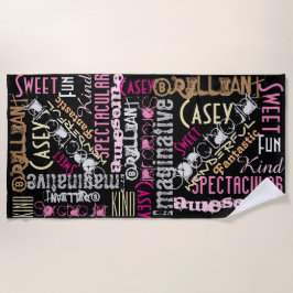 Toalha De Praia Você é um incrível nome personalizado Palavras cor