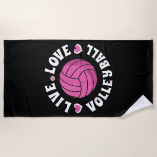 Toalha De Praia Voleibol De Amor Vivo Para Mulheres Meninas Fa De