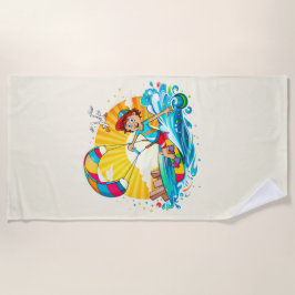 Toalha De Praia Vrolijke kite surfing illustratie. 