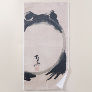 Toalha De Praia Wabi Sabi Grumpy Frog by Hoji Japanese Sumi-e ヨガ