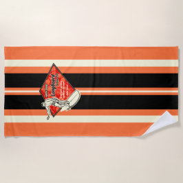 Toalha De Praia Waimea Striped Surfboard Havaiana Surfer - Laranja