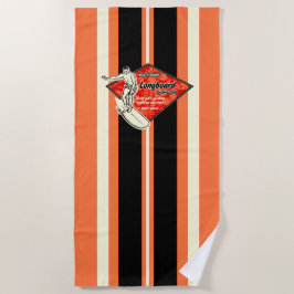 Toalha De Praia Waimea Striped Surfboard Havaiana Surfer - Laranja