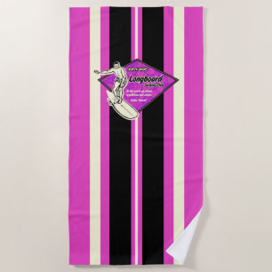 Toalha De Praia Waimea Striped Surfboard Havaiana Surfer - Violet