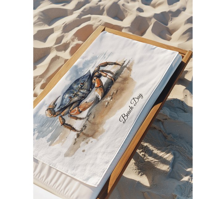 Toalha De Praia Watercolor Beach Crab, custom (Criador carregado)
