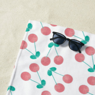 Toalha De Praia Watercolor Cherries Pattern