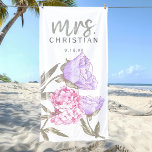 Toalha De Praia Watercolor Floral Sra. Date<br><div class="desc">Toalha floral de aquarela para a noiva. Envie-me um e-mail para JMR._Designs@yahoo.com se precisar de assistência ou tiver solicitações especiais.</div>
