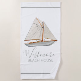 Toalha De Praia Watercolor Sailboat Beach House