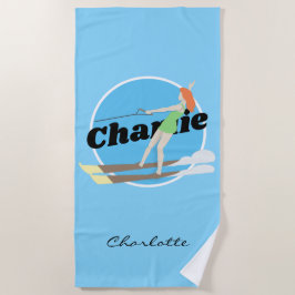 Toalha De Praia Waterski, estilo Vintage