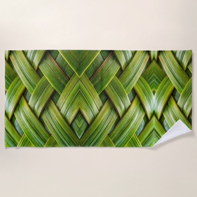 Toalha De Praia Weave verde fresca de bambu (Frente)