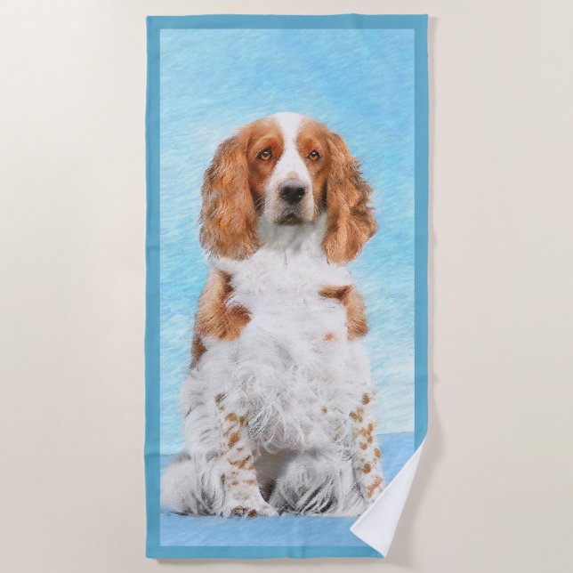 Toalha De Praia Welsh Springer Spaniel Painting - Arte Original De (Frente)