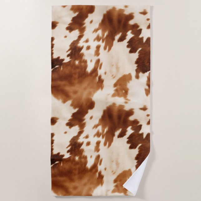 Toalha De Praia Western Brown Cream Cowhide (Frente)