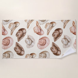 Toalha De Praia Western Cowgirl Pink Brown Hats