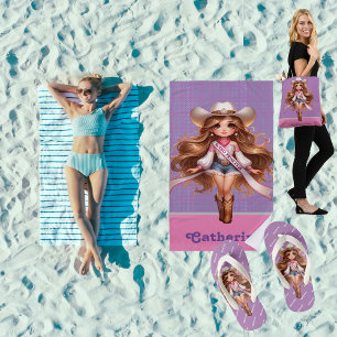 Toalha De Praia Western Cowgirl Rodeo Princess 1 Personalizada