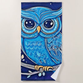 Toalha De Praia Whimsical Chalk Owl