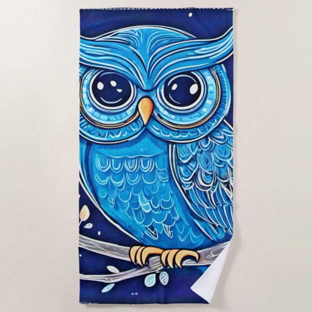 Toalha De Praia Whimsical Chalk Owl (Frente)