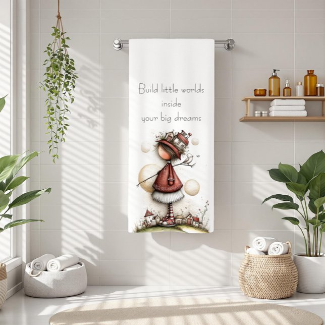 Toalha De Praia Whimsical Quote and Girl (Criador carregado)