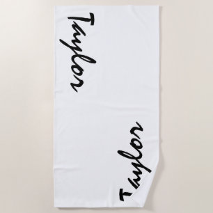 Toalha De Praia White Black Custom Name Personalised Beach Towel