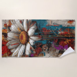 Toalha De Praia White Daisy Urban Collage Flower Art