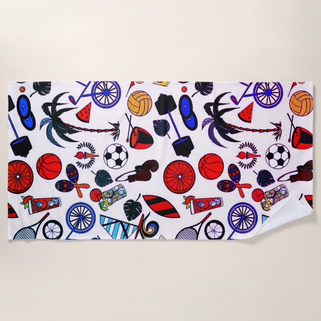 Toalha De Praia White de diversão de verão (Frente)