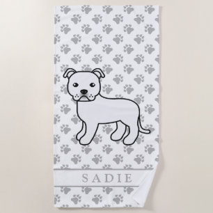 Toalha De Praia White English Staffie - Nome e desenho animado bra