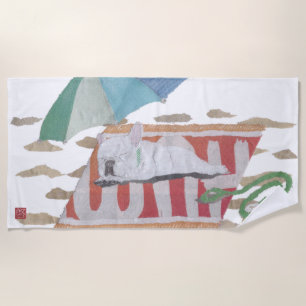 Toalha De Praia White French Bulldog, Frenchie, Modern