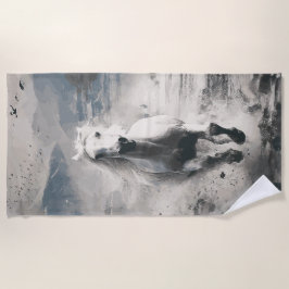 Toalha De Praia White Horse Running Through Water