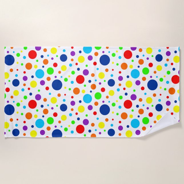 Toalha De Praia White Rainbow Spots Beach Towel (Frente)