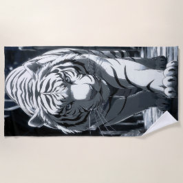 Toalha De Praia White Tiger Dark Forest Illustration