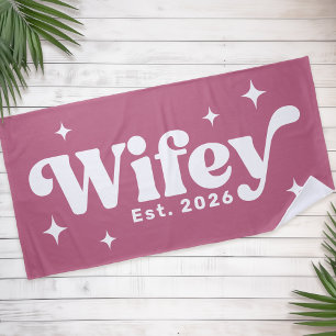 Toalha De Praia Wifey Est year ou name retro font any color