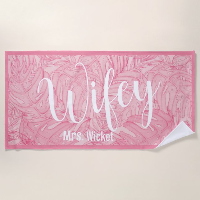 Toalha De Praia Wifey Hawaiian Beach Towel (Frente)