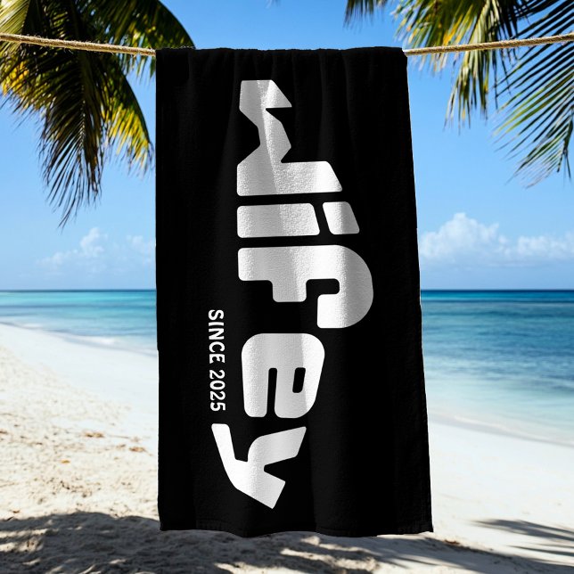 Toalha De Praia Wifey Newlywing Bride Black & White Beach Towel (Criador carregado)