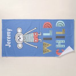 Toalha De Praia Wild Child Scandia Monkey Personalised Beach Towel